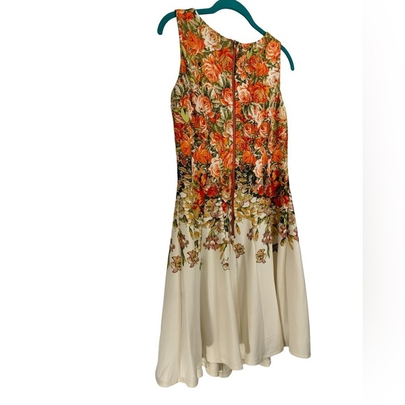 Gabby Skye Sleeveless Pink Orange Rose Floral Flared Dress Size 8 - Picture 9 of 16